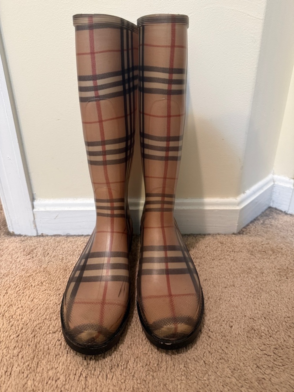 Burberry Beige Plaid Women's Rain Boots - Picture 9 of 9